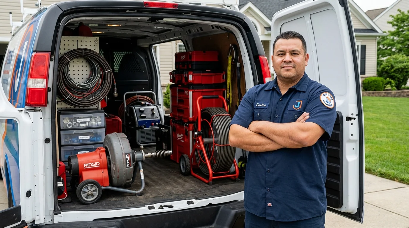 Professional drain cleaning equipment and Johns Plumbing LLC plumber in Wright City