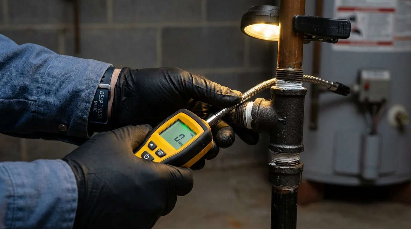 Gas leak detection with electronic sniffer by Johns Plumbing LLC in Wright City